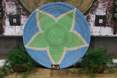 NEW Bali Woven Rattan Platter with Motif - Balinese Woven Rattan Wall Art 70cm