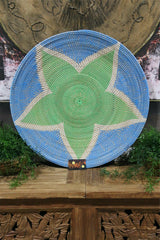 NEW Bali Woven Rattan Platter with Motif - Balinese Woven Rattan Wall Art 70cm