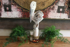 NEW Balinese Hand Carved Wooden Pelican Stump - Bali Pelican Wood Carving
