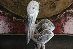 NEW Balinese Hand Carved Wooden Pelican Stump - Bali Pelican Wood Carving
