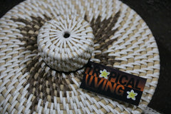 New Balinese Hand Woven Rattan Basket w/Lid & Motif - Bali Rattan Basket