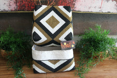 NEW Balinese Hand Crafted Woven & Hand Beaded Baskets - Bali Basket with Lid XL