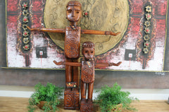 NEW Balinese Hand Carved Timber Primitive Statue / Sculpture - 1m tall
