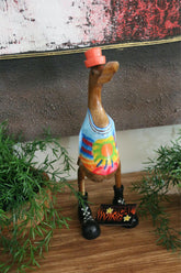 NEW M Balinese Hand Carved Wooden Hippy Duck - Bali Rice Paddy Hippy Duck