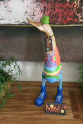 NEW L Balinese Hand Carved Wooden Hippy Duck - Bali Rice Paddy Hippy Duck