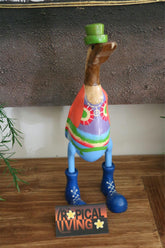 NEW M Balinese Hand Carved Wooden Hippy Duck - Bali Rice Paddy Hippy Duck
