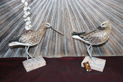 NEW Balinese Hand Carved & Crafted Set of 2 Wooden Curlew Bird Sculptures