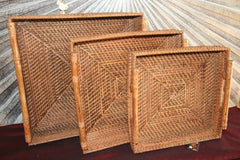 New Balinese Hand Woven Open Rattan Basket / Tray - 3 sizes - 2 colours...