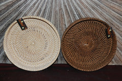 New Balinese Hand Woven Open Rattan Basket / Tray 30cm