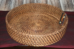 New Balinese Hand Woven Open Rattan Basket / Tray 30cm