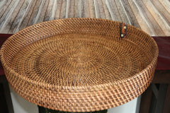 New Balinese Hand Woven Open Rattan Basket / Tray 50cm