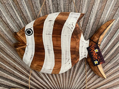 NEW Balinese Timber Fish BEACH HOUSE Sign - Bali Beach House Sign Hand Crafted