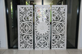 New Balinese Carved MANDALA / TROPICAL WALL PANELS - 3 piece Bali Mandala Art