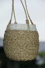 New Balinese Hand Woven Hanging Open Basket - 2 Colours Available