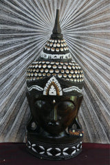 NEW Balinese Hand Carved Wooden Buddha Mask on Stand - 60cm