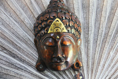 NEW Balinese Hand Carved Wooden Buddha Mask - 30cm