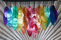 NEW Balinese Leaf Shaped Capiz Shell Windchime / Mobile - Bali Windchime