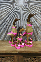 NEW L Balinese Hand Carved Wooden Bikini Duck - Bali Rice Paddy Hippy Duck