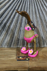 NEW M Balinese Hand Carved Wooden Bikini Duck - Bali Rice Paddy Hippy Duck