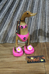 NEW M Balinese Hand Carved Wooden Bikini Duck - Bali Rice Paddy Hippy Duck