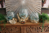 NEW Balinese Hand Blown Glass on Wood Bowl - Bali Glass on Wood Art ALL UNIQUE!!