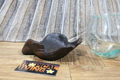 NEW Balinese Hand Blown Glass Bowl on Wooden Buddha Hands - Bali Slump Glass