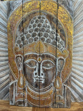 Balinese Hand Carved Wood Hinged Buddha Wall Panel - Bali Buddha Wall Panel 1m