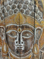 Balinese Hand Carved Wood Hinged Buddha Wall Panel - Bali Buddha Wall Panel 1m