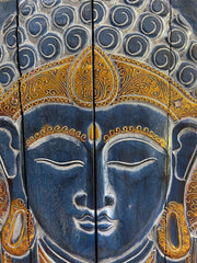 Balinese Hand Carved Wood Hinged Buddha Wall Panel - Bali Buddha Wall Panel 1m