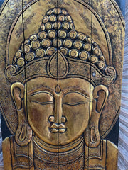 Balinese Hand Carved Wood Hinged Buddha Wall Panel - Bali Buddha Wall Panel 1m