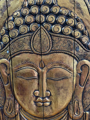 Balinese Hand Carved Wood Hinged Buddha Wall Panel - Bali Buddha Wall Panel 1m