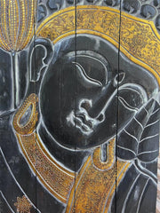 Balinese Hand Carved Wood Hinged Buddha Wall Panel - Bali Buddha Wall Panel 1m