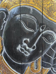 Balinese Hand Carved Wood Hinged Buddha Wall Panel - Bali Buddha Wall Panel 1m