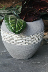 NEW Balinese Hand Crafted & Inlaid Pebble Trim Feature Pot - Bali Feature Pot