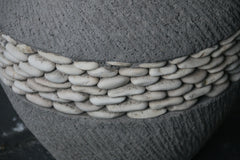 NEW Balinese Hand Crafted & Inlaid Pebble Trim Feature Pot - Bali Feature Pot
