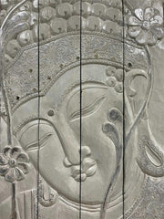 Balinese Hand Carved Wood Hinged Buddha Wall Panel - Bali Buddha Wall Panel 1m