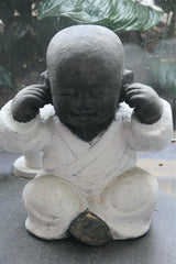 New Cast Concrete Balinese Set 3 Monk Hear No, See No, Speak No Evil Statues