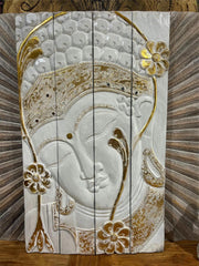 Balinese Hand Carved Wood Hinged Buddha Wall Panel - Bali Buddha Wall Panel 1m