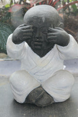 New Cast Concrete Balinese Set 3 Monk Hear No, See No, Speak No Evil Statues