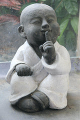 New Cast Concrete Balinese Set 3 Monk Hear No, See No, Speak No Evil Statues