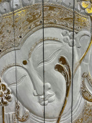 Balinese Hand Carved Wood Hinged Buddha Wall Panel - Bali Buddha Wall Panel 1m