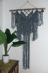 NEW Balinese Handmade Macrame Wall Decor - Stunning Grey Macrame Wall Art
