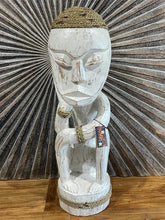 NEW Balinese Hand Carved Timber Primitive Thinker Statue / Sculpture - 60cm tall
