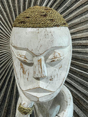 NEW Balinese Hand Carved Timber Primitive Thinker Statue / Sculpture - 60cm tall