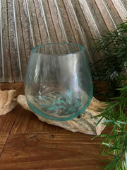 NEW Balinese Hand Blown Glass on Wood Bowl - Bali Glass on Wood Art ALL UNIQUE!!