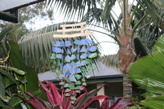 Balinese Sea Glass w/Wooden Zen Top Windchime /Mobile - Glass Chime Decor Hanger