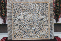 NEW Balinese Carved MDF/WOOD Framed MANDALA / Peacock Wall Panel - Bali Wall Art