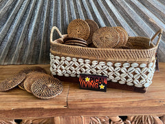 NEW Bali Woven Rattan Coasters - Balinese Coasters 1 Pce
