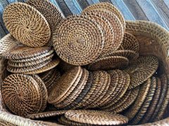 NEW Bali Woven Rattan Coasters - Balinese Coasters 1 Pce