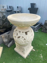 Balinese Leaf Design Hand Crafted Bird Bath - Bali Garden Art - Bali Bird Bath